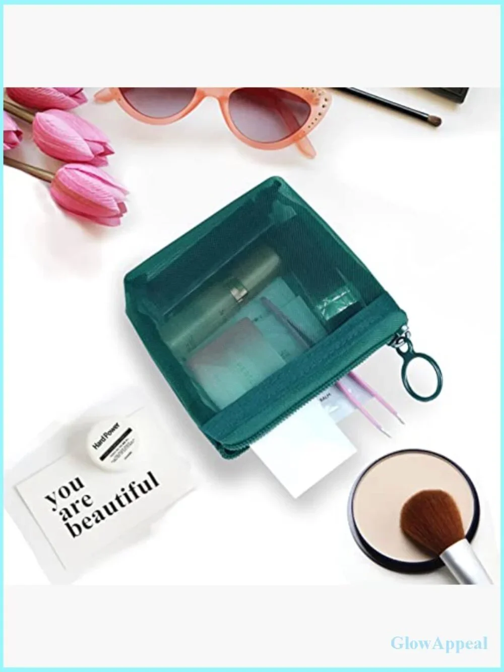 3-Pack Mesh Cosmetic Bag Set - Travel Makeup Storage, Zipper Closure Small Pouch